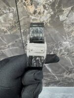 Cartier Santos Iced-Out Diamond Silver Dial Leather Strap Luxury Watch - Image 2