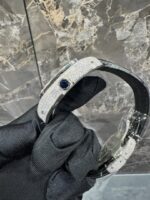 Cartier Santos Iced-Out Diamond Silver Dial Leather Strap Luxury Watch - Image 4