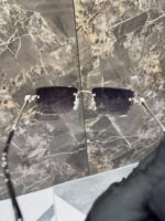 Cartier Iced-Out Rimless Black Lens Luxury Sunglasses - Image 3