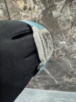 Cartier Santos Full White Ice Skeleton Diamond Watch with Ice Blue Leather Strap - Image 4