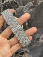 Patek Philippe Full White Ice Diamond Watch with Blue Dial - Image 4