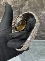 Patek Philippe Rose Gold Full White Ice Chronograph Watch (Burgundy Dial) - Image 5