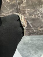 Patek Philippe Rose Gold Full White Ice Chronograph Watch (Burgundy Dial) - Image 4