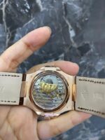 Patek Philippe Rose Gold Baguette Full White Ice Moonphase Watch - Image 3