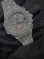 Patek Philippe Full White Ice Diamond Chronograph Watch (Fully Iced Dial)