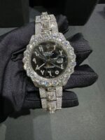 Rolex Datejust Full White Ice Diamond Watch (Black Dial)