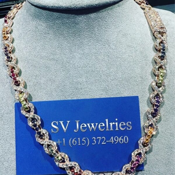 SV Jewelries Multi-Colored Diamond & Gemstone Necklace