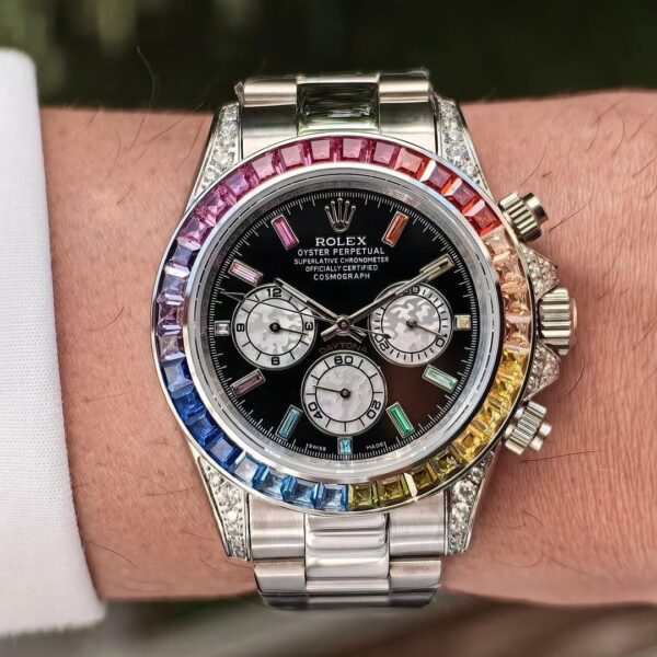 Rolex Daytona Rainbow Stainless Steel Watch