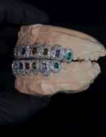 Rainbow Baguette Iced Grillz - Multicolor Baguette Bustdown Grill Set - Image 3