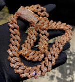 Rose Gold Cuban Link Diamond Necklace - Image 2