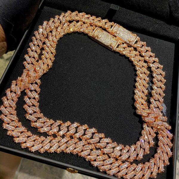 Rose Gold Cuban Link Diamond Necklace