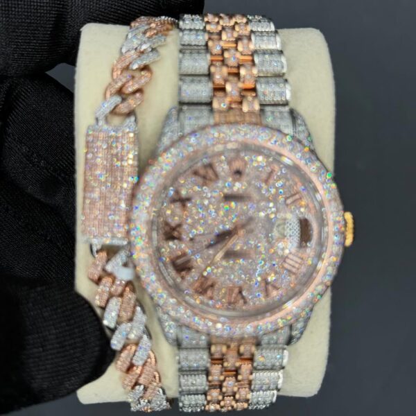 Diamond Iced-Out Watch & Bracelet Set