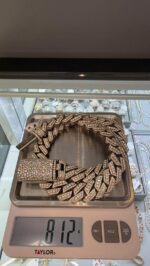 Iced Out Rose Gold Cuban Link Chain with Diamond Clasp - Image 2