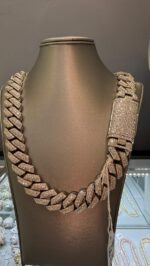 Iced Out Rose Gold Cuban Link Chain with Diamond Clasp