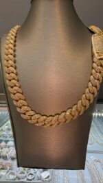Iced Out Yellow Gold Cuban Link Chain