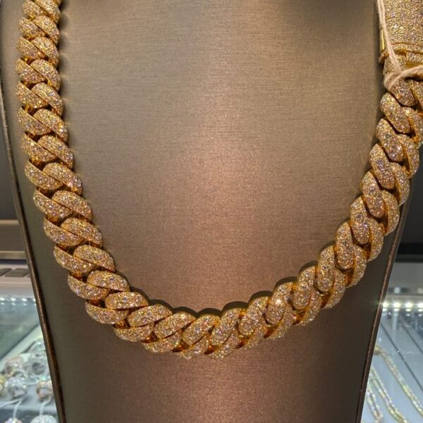 Iced Out Yellow Gold Cuban Link Chain
