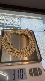 Iced Out Yellow Gold Cuban Link Chain - Image 2
