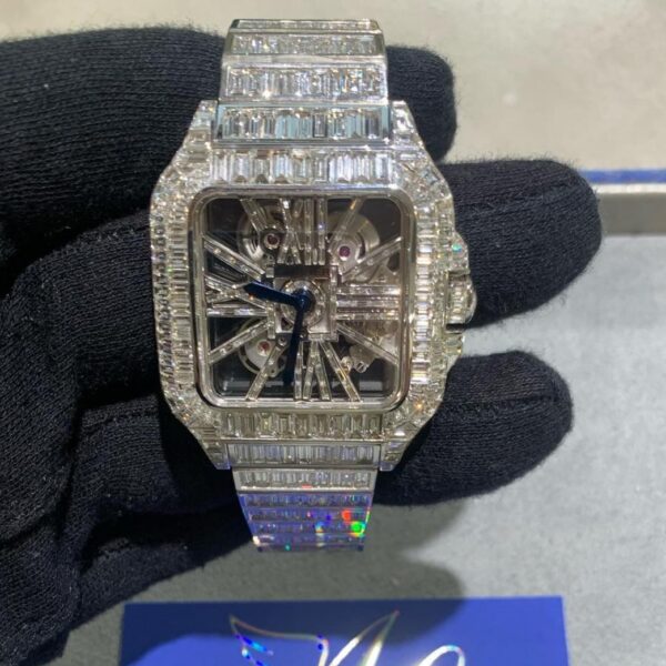 Baguette Diamond Iced Cartier Tank Watch