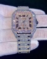 Iced Cartier Tank Watch with Rose Gold & VVS Diamonds