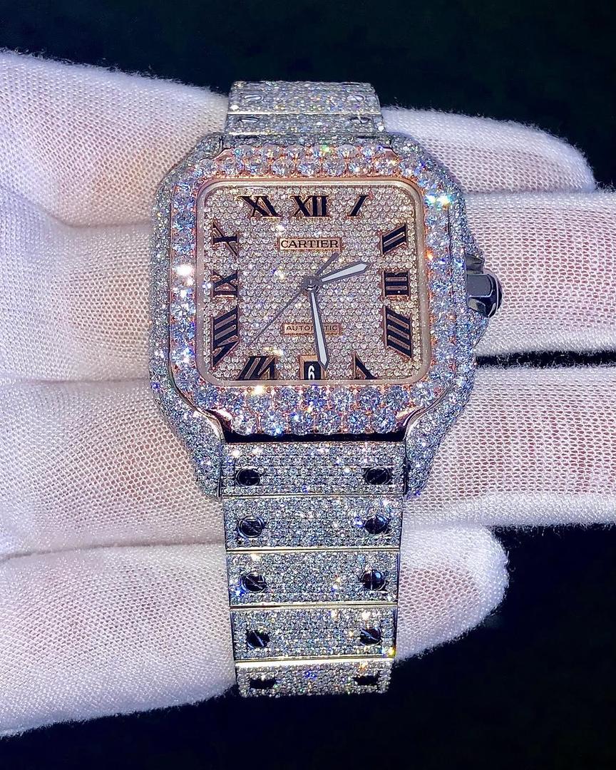 WhatsApp Image 2026-04-24 at 7.45.02 PM Iced Cartier Tank Watch with Rose Gold & VVS Diamonds - Image 1