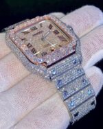 Iced Cartier Tank Watch with Rose Gold & VVS Diamonds - Image 2