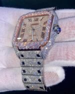 Iced Cartier Tank Watch with Rose Gold & VVS Diamonds - Image 4