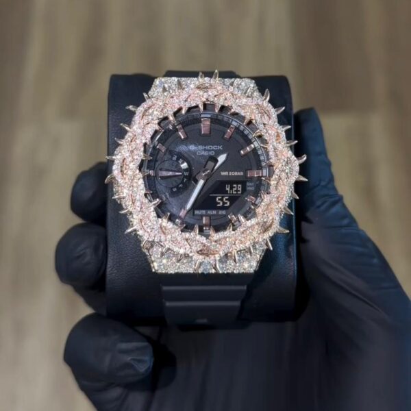 Iced-Out G-Shock Casio with Rose Gold and VVS Diamonds
