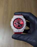 Iced Out Red G-Shock with VVS Diamonds