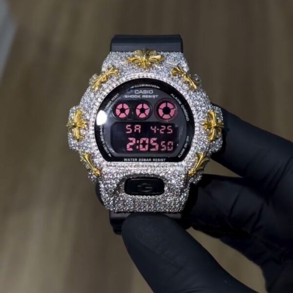 Iced Out G-Shock with Gold Bee Accent