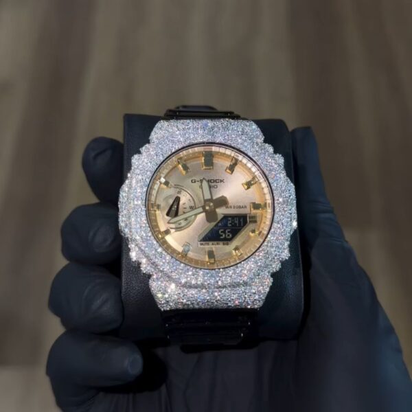 Iced Out G-Shock with Rose Gold Accent
