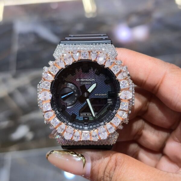 Rose Gold Moissanite Iced Out G-Shock Watch