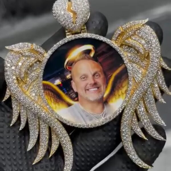 Custom Diamond Angel Wings Pendant with Personal Image