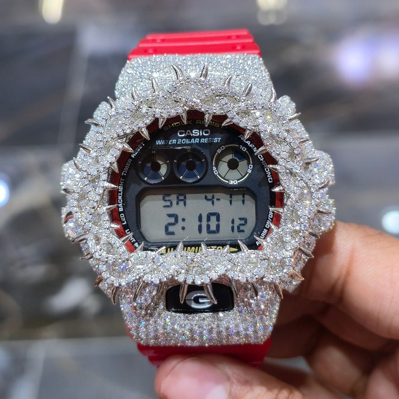 WhatsApp Image 2026-04-30 at 12.04.30 AM Iced Out Red G-Shock Watch with Moissanite Stones - Image 1