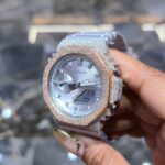 Iced Out Silver and Rose Gold G-Shock with Moissanite Stones - Image 3