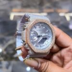 Iced Out Silver and Rose Gold G-Shock with Moissanite Stones - Image 2