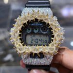 Spiked Iced G-Shock with Moissanite Stones and Gold Accents