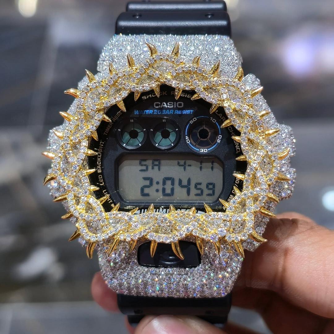 WhatsApp Image 2026-04-30 at 12.09.20 AM Spiked Iced G-Shock with Moissanite Stones and Gold Accents - Image 1