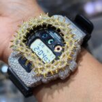 Spiked Iced G-Shock with Moissanite Stones and Gold Accents - Image 3