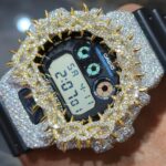 Spiked Iced G-Shock with Moissanite Stones and Gold Accents - Image 6