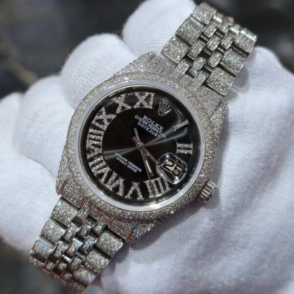 Rolex Diamond Iced-Out Datejust with Roman Numerals