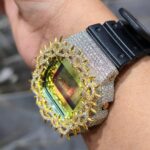 Casio G-Shock Diamond-Encrusted with Yellow Display and Gold Accents - Image 2
