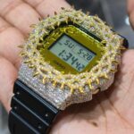 Casio G-Shock Diamond-Encrusted with Yellow Display and Gold Accents - Image 3