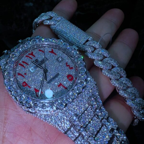 AP + Cuban Bracelet white iced out Vvs Moissanite