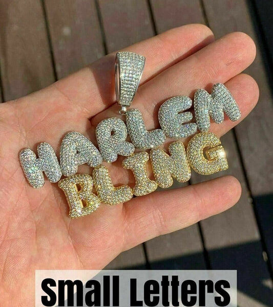 MOISSANITE Graffiti Custom Letter Name Pendant - 14k Yellow/Rose Gold Vermeil Or 925 Silver - Small Or Large