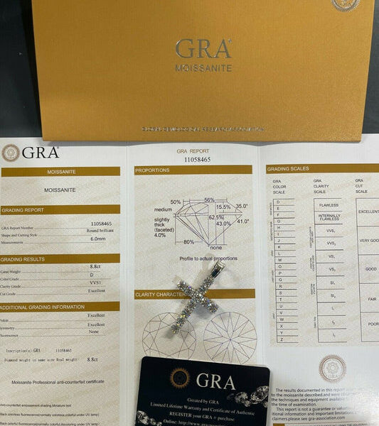 MOISSANITE Tennis Cross - 925 Silver - 5 Sizes 0.75"-2.25"