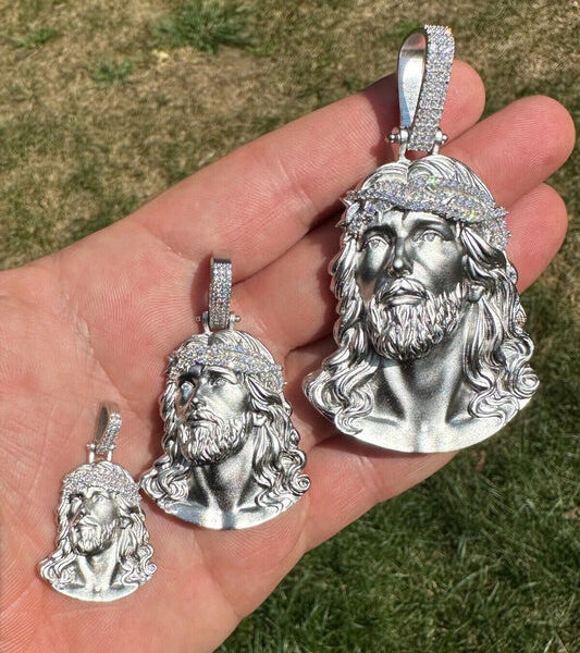 MOISSANITE Passion Of The Christ Jesus Pendant - 925 Silver - 3 Sizes 1.5"-3"
