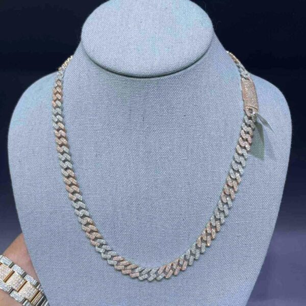 10K ROSE 9MM TWO TONE ICED CUBAN LINK CHAIN