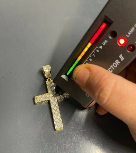 MOISSANITE Classic Iced Out Cross Pendant - 14k Gold Vermeil 925 Silver - Large 2.5"