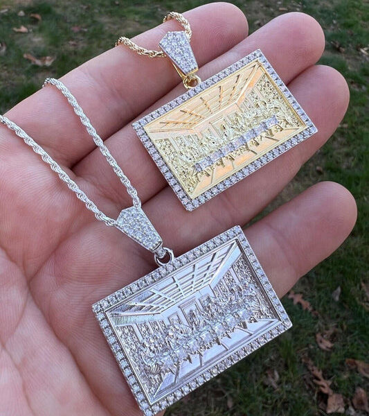 MOISSANITE Jesus Last Supper Pendant - 14k Yellow Gold Vermeil Or 925 Silver - Small 1.5"