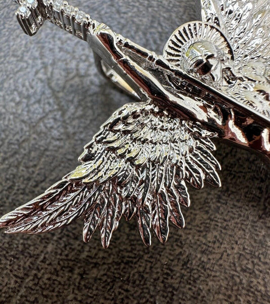 MOISSANITE Saint St Michael Slaying Dragon Archangel Pendant - 925 Silver - 3 Sizes 1"-3"